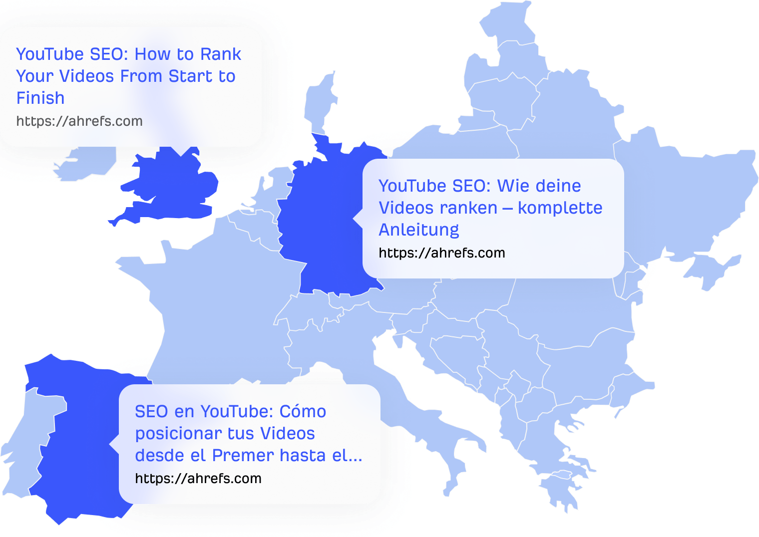 Example showing Google ranks different versions of results for different languages