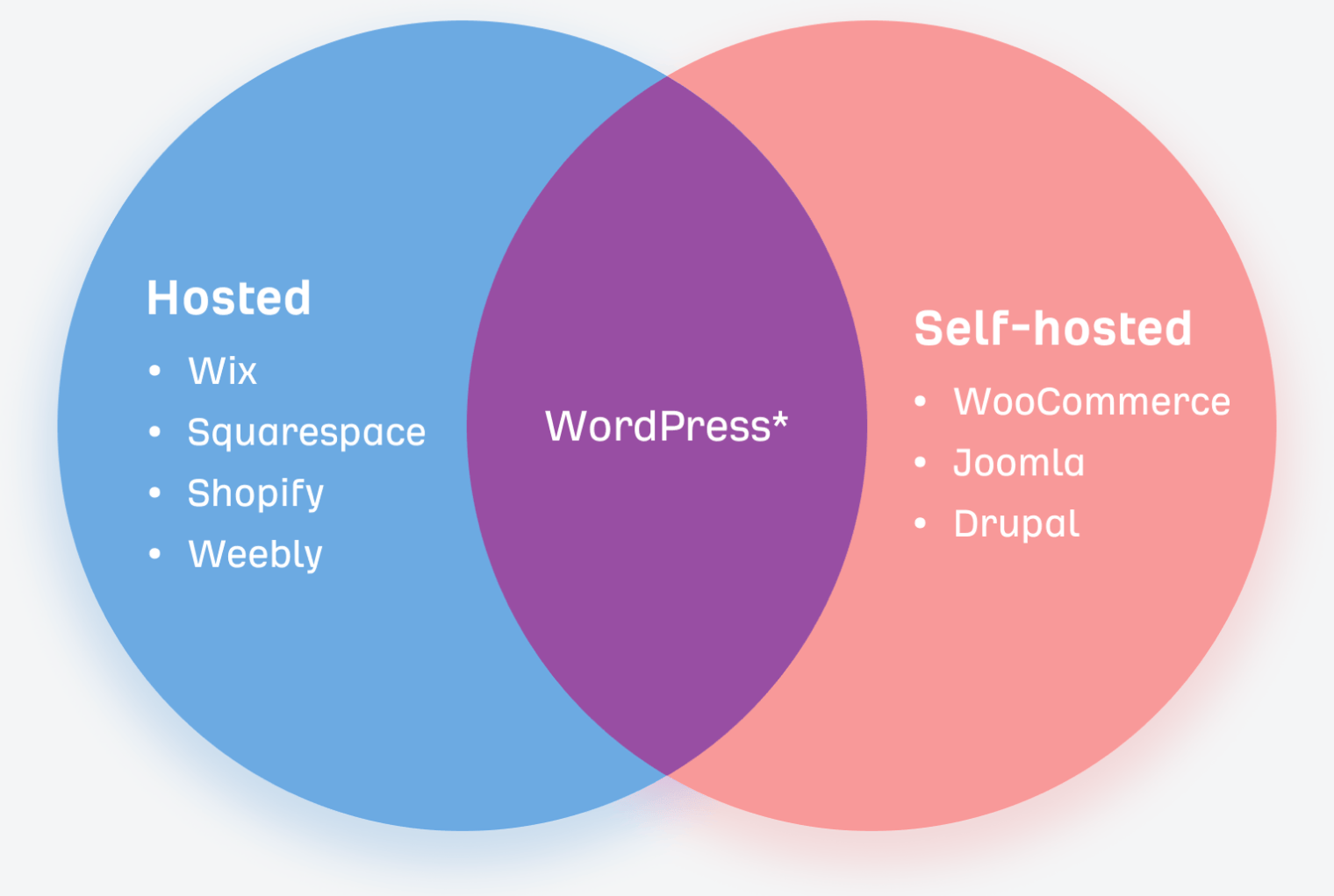 Comparison of hosted platforms like Wix and Shopify versus self-hosted platforms like WordPress