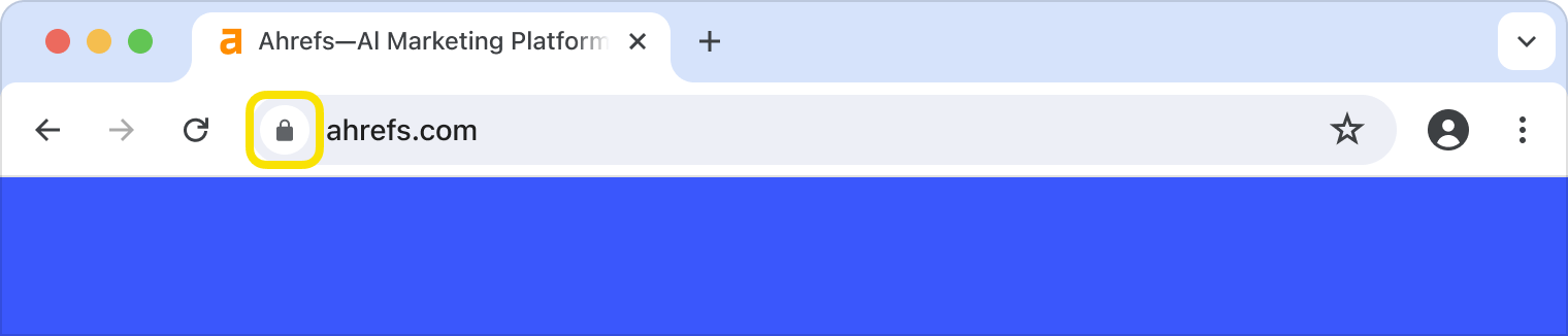 Browser address bar showing a lock icon for ahrefs.com, indicating a secure HTTPS connection
