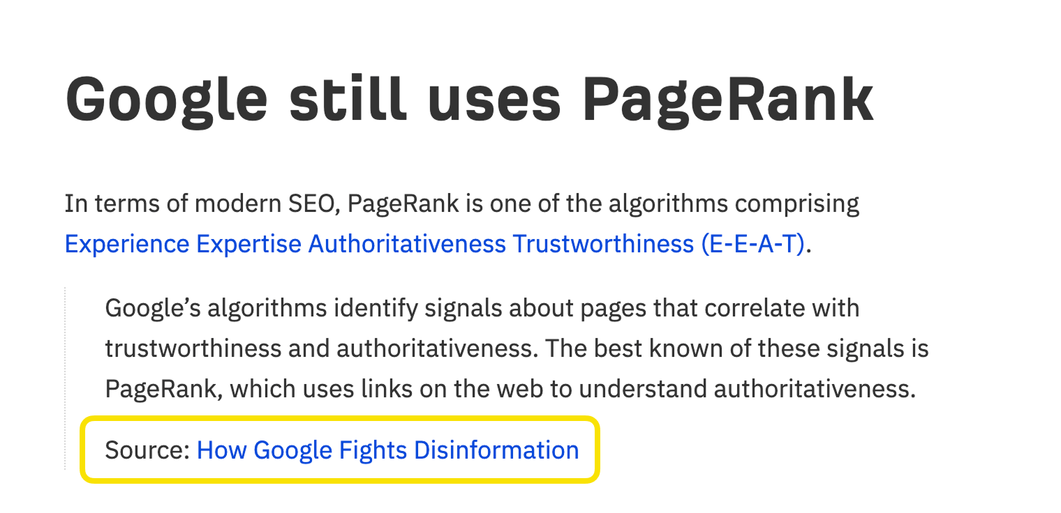 Google confirmation that PageRank is still used as a ranking signal