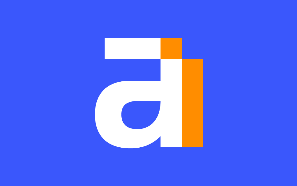 Compact Ahrefs logo on blue background