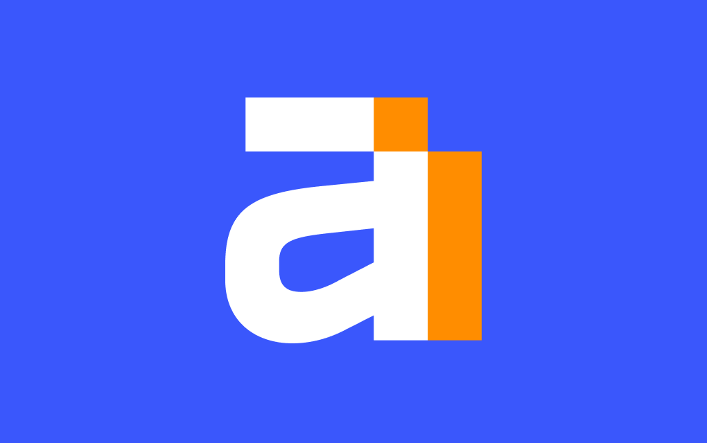 Compact Ahrefs logo on blue background