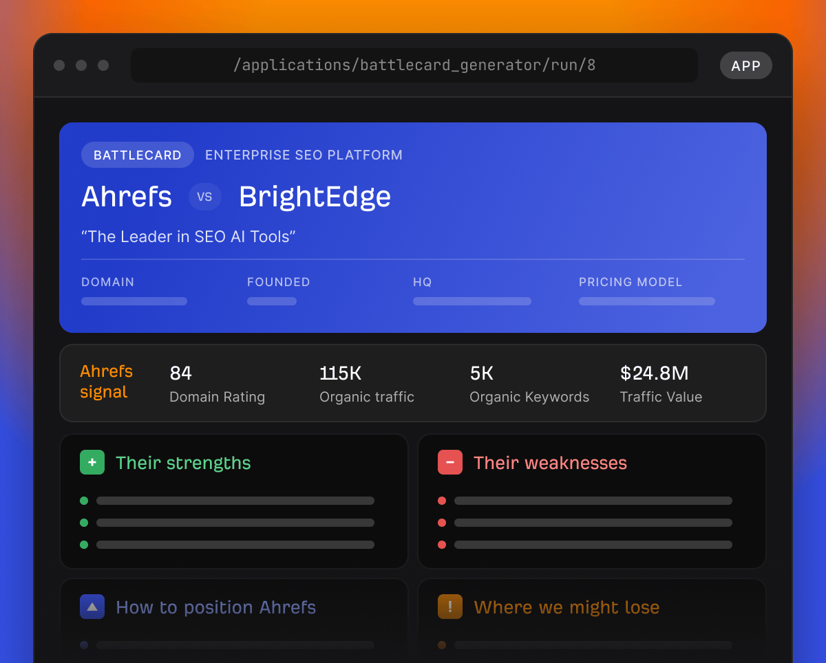 Agent A battlecard generator workspace