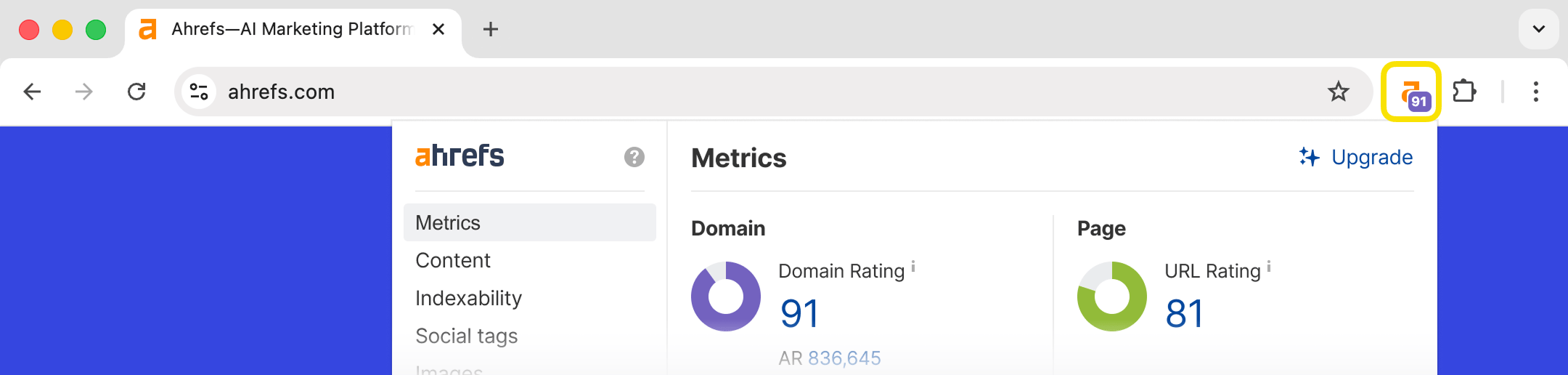 Ahrefs Metrics Banner