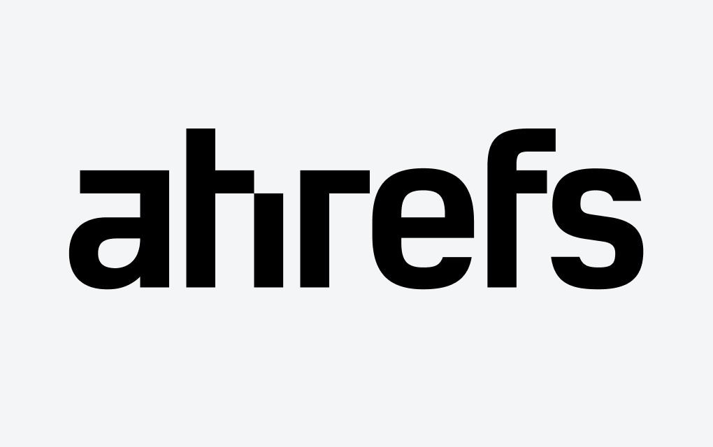 Monochrome Ahrefs logo on light background