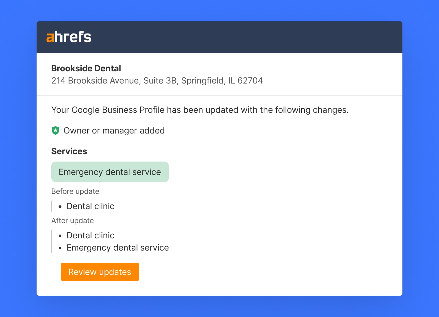 Google Business Profile change alert