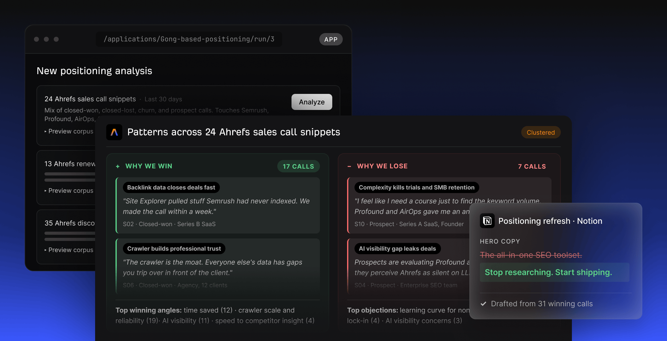 Agent A positioning analysis workspace