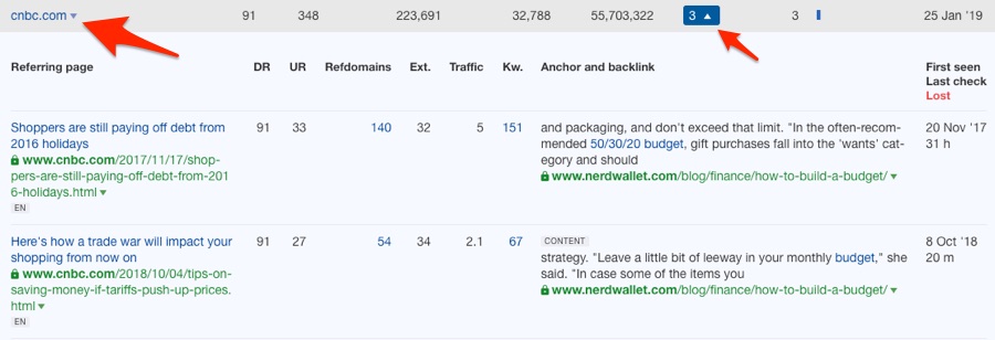 links from referring domain