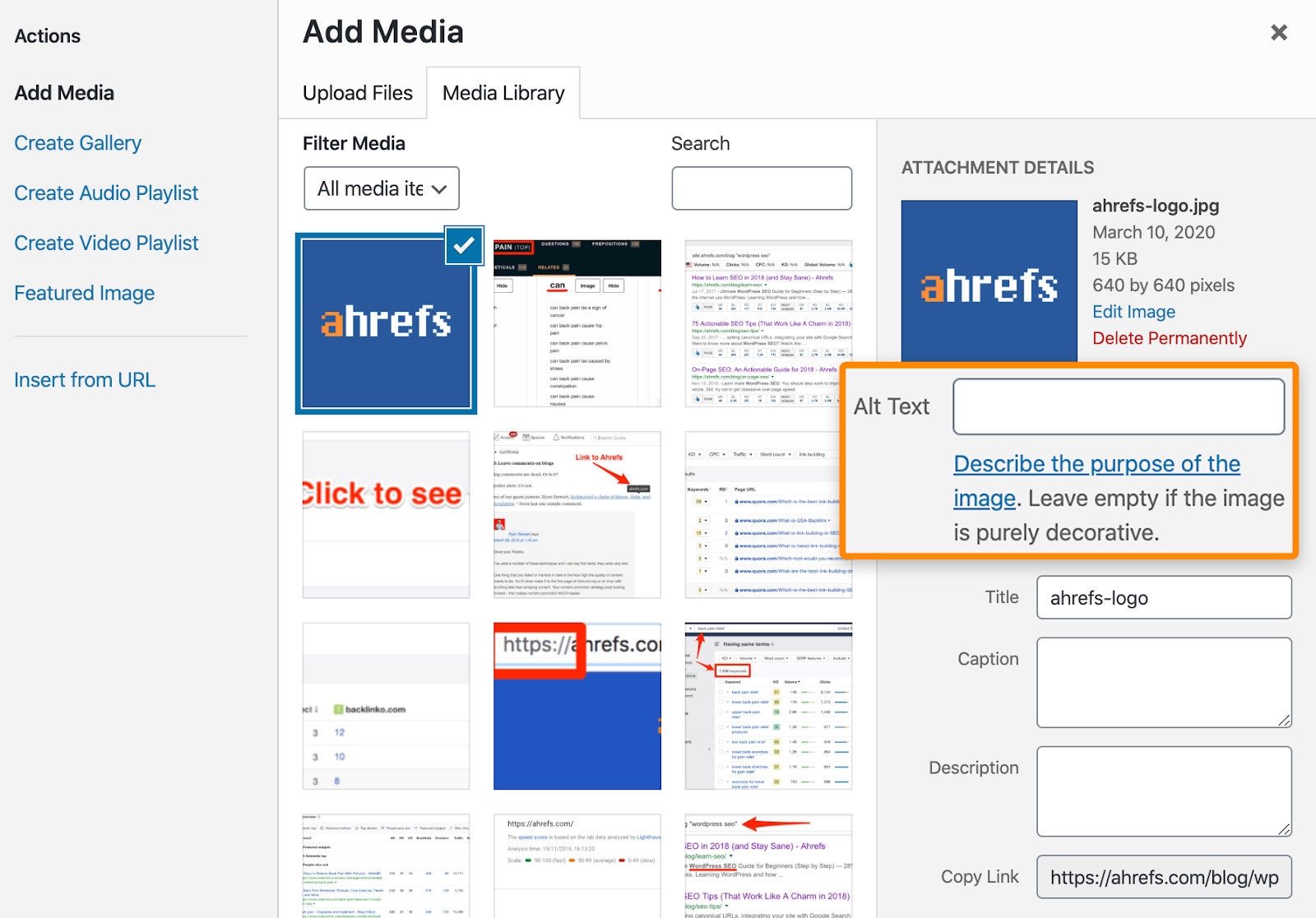 2 alt text wordpress