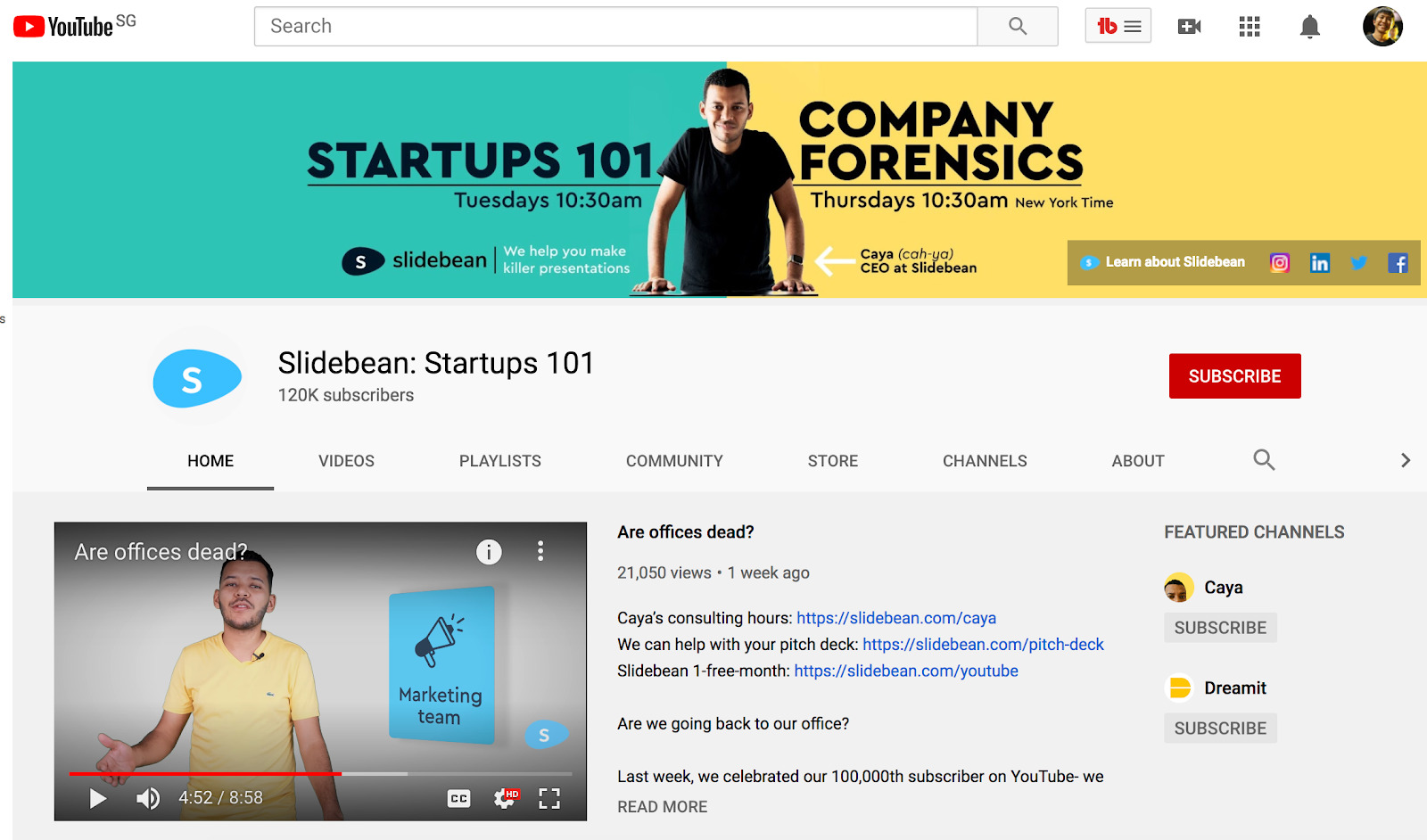 slidebean youtube channel