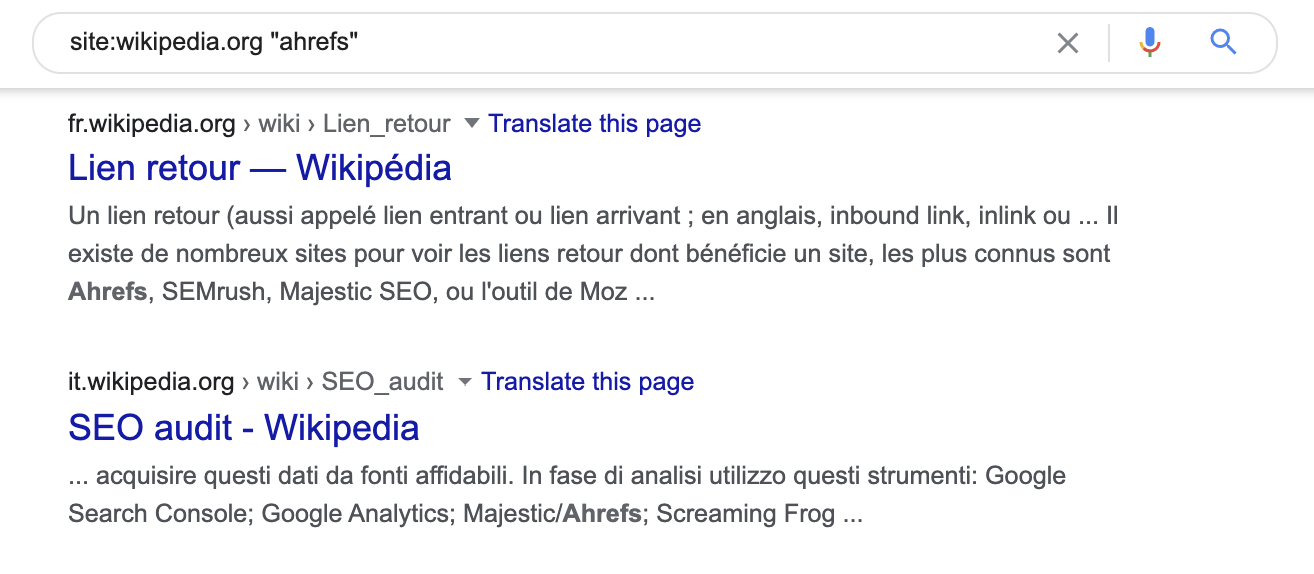 10 search operator red link