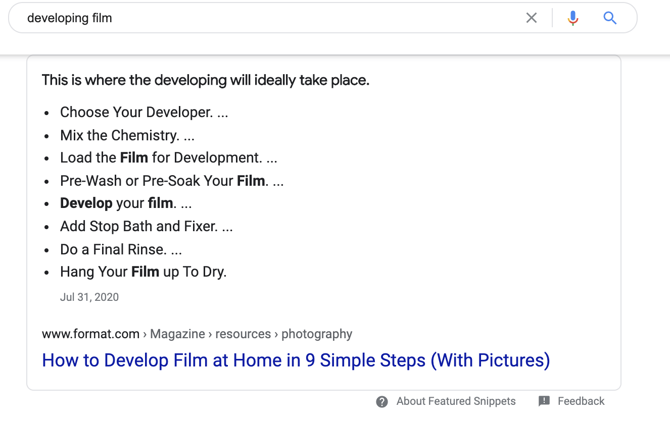 23 featured snippet list