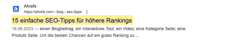 Titel-tag in Google