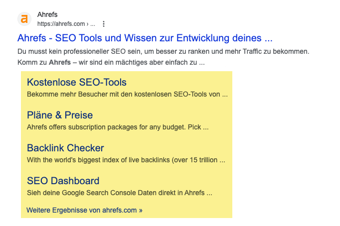 Example of sitelinks
