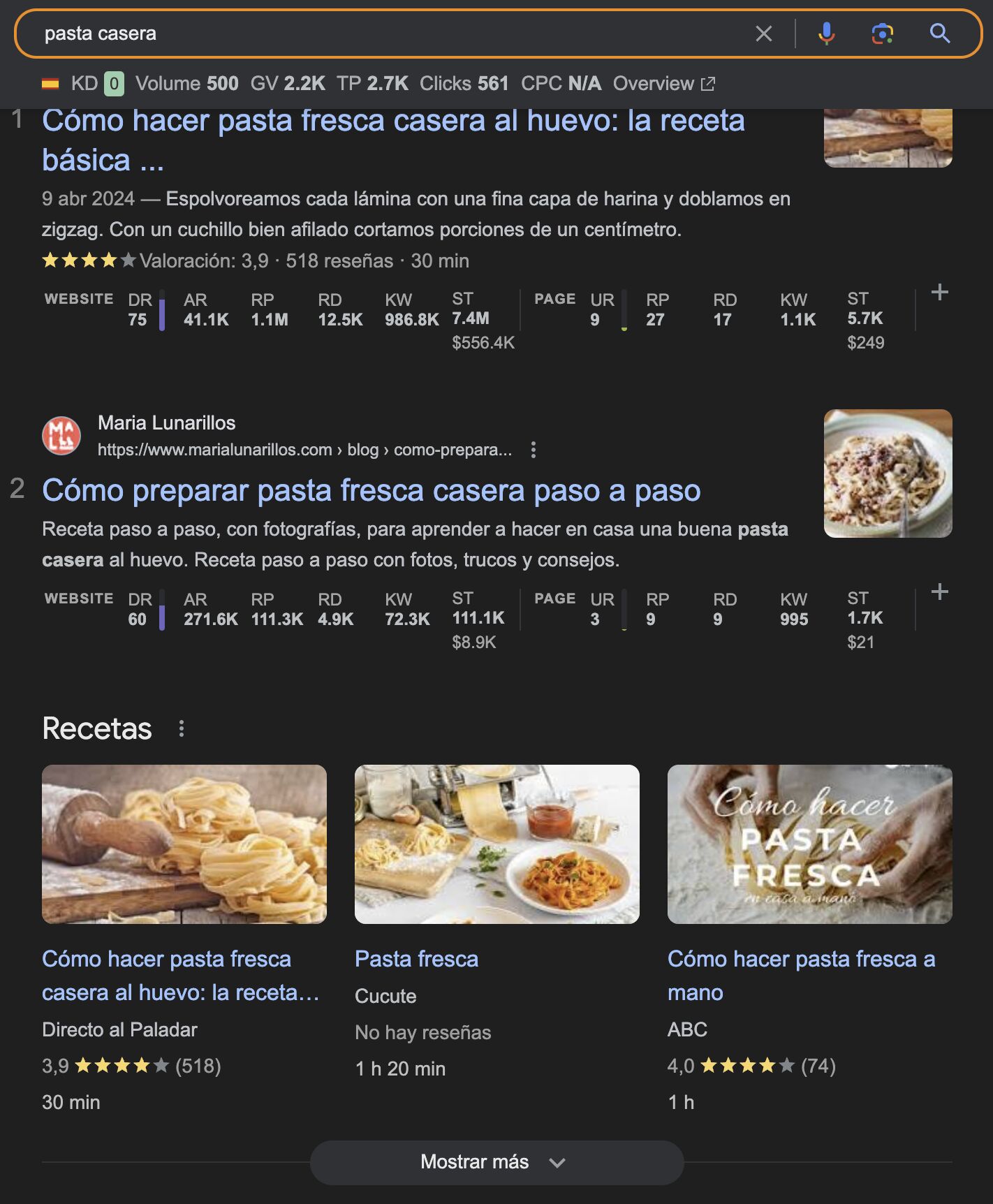 Recetas de pasta casera