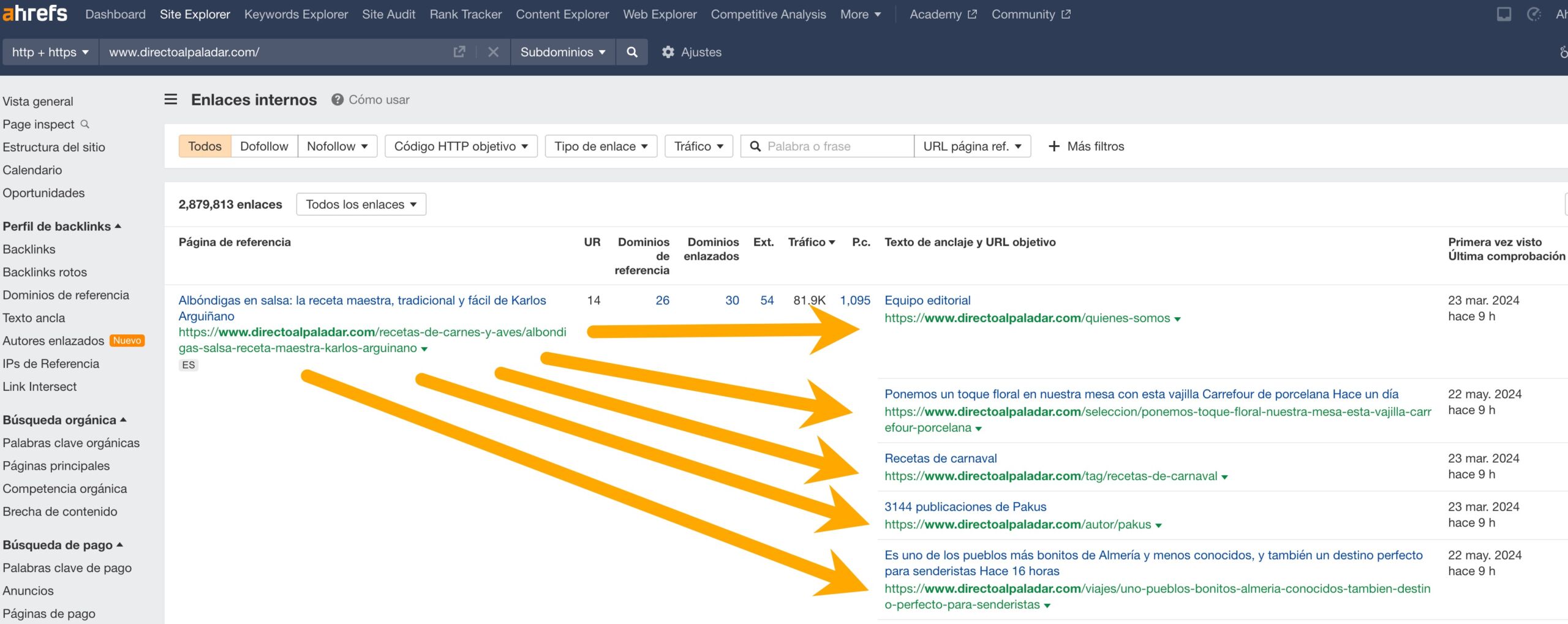 Enlaces internos recetas caseras