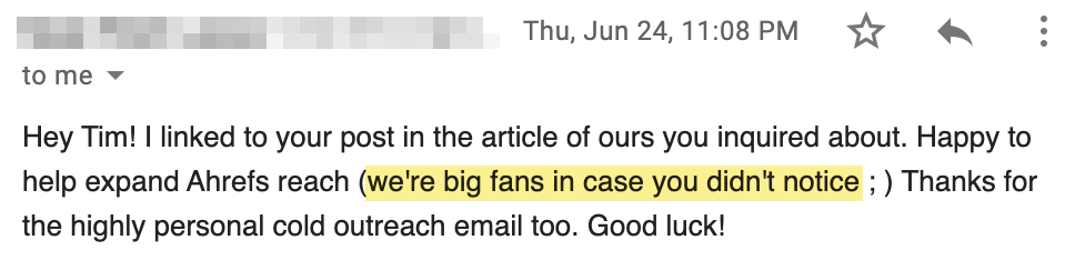 Ejemplo de email de outreach para conseguir enlaces.