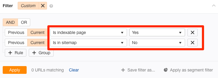 not in sitemap indexable