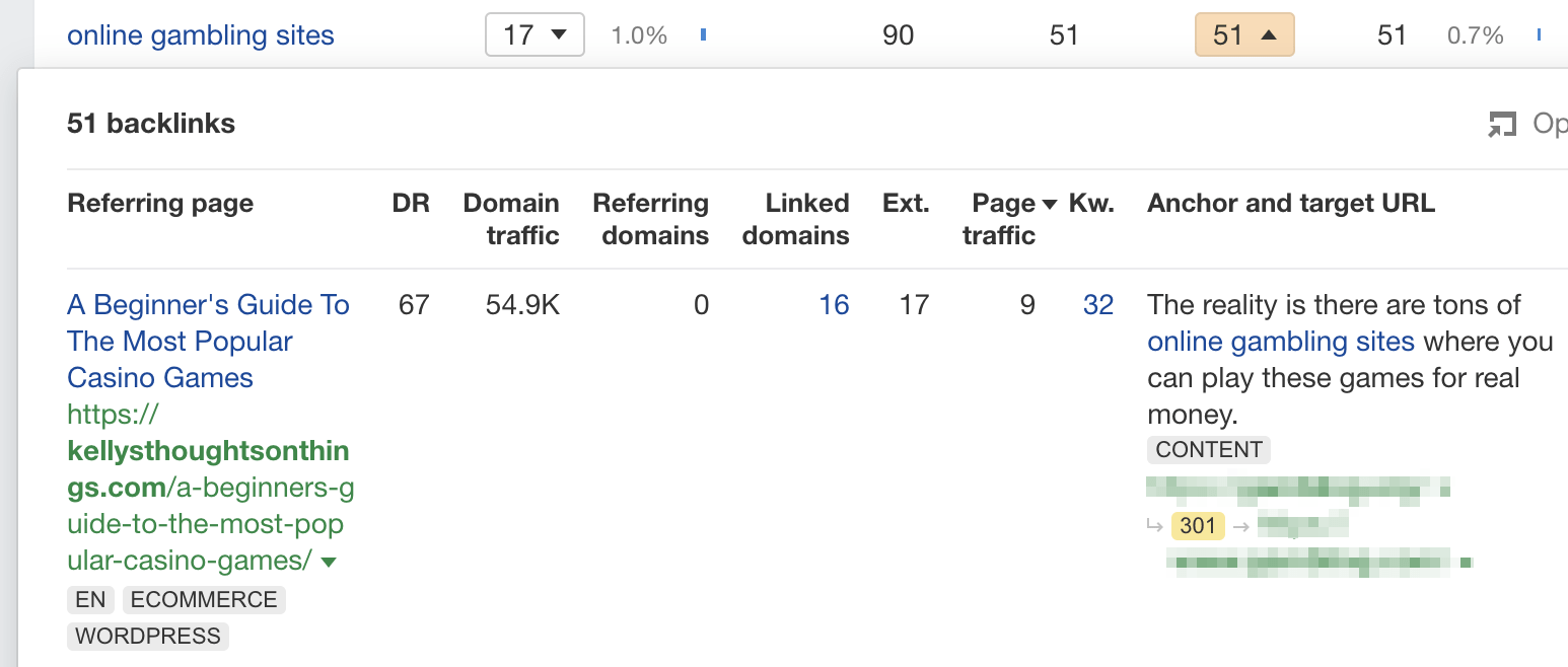 Ejemplo de un enlace sospechoso.