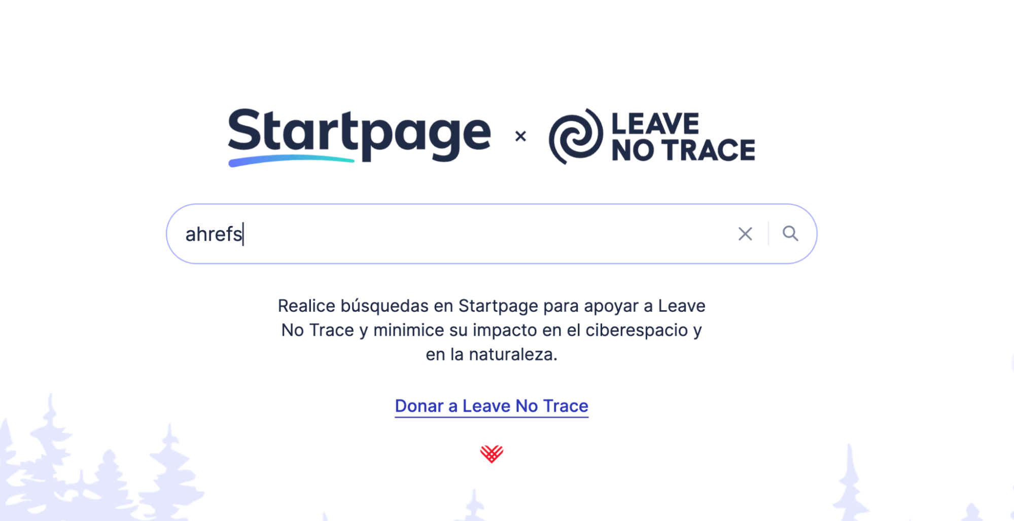 Buscando 'ahrefs' en el buscador Startpage.