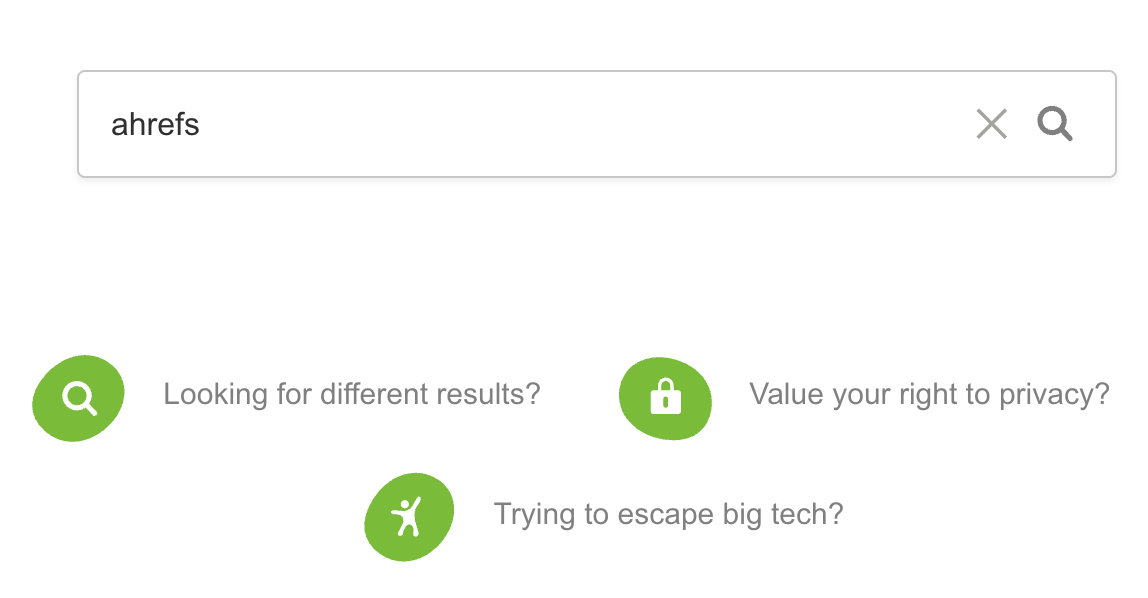 Buscando "ahrefs" en Mojeek.