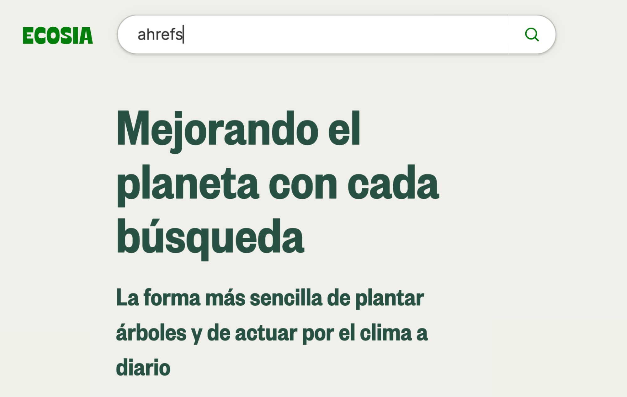 Buscando "ahrefs" en Ecosia.