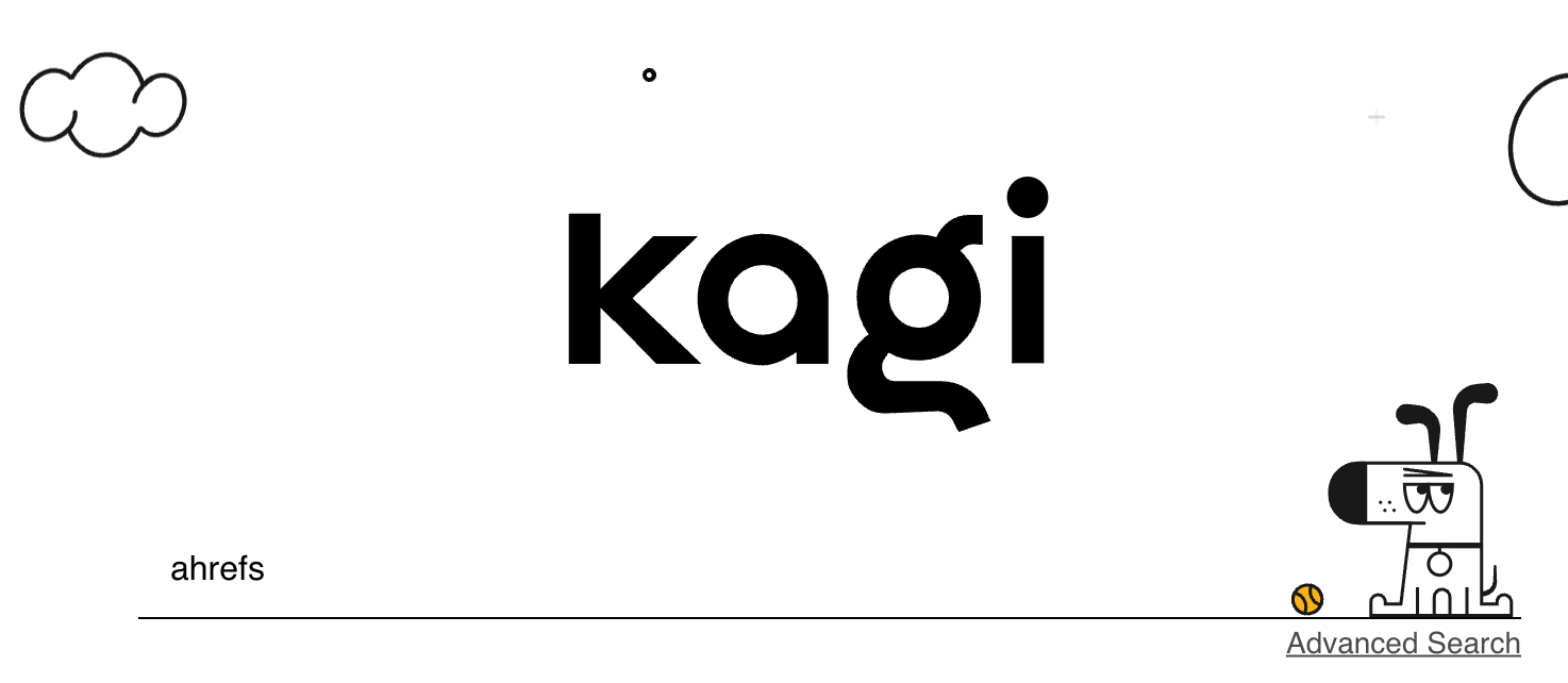 Buscando "ahrefs" en Kagi.
