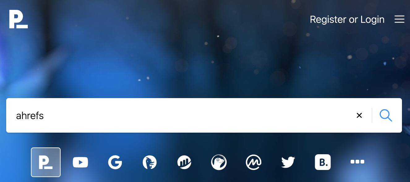 Buscando "ahrefs" en Presearch.