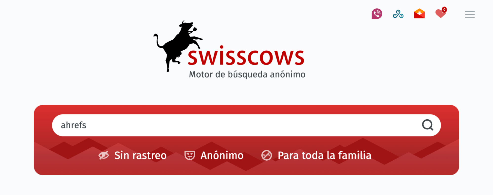 Buscando "ahrefs" en Swisscows.