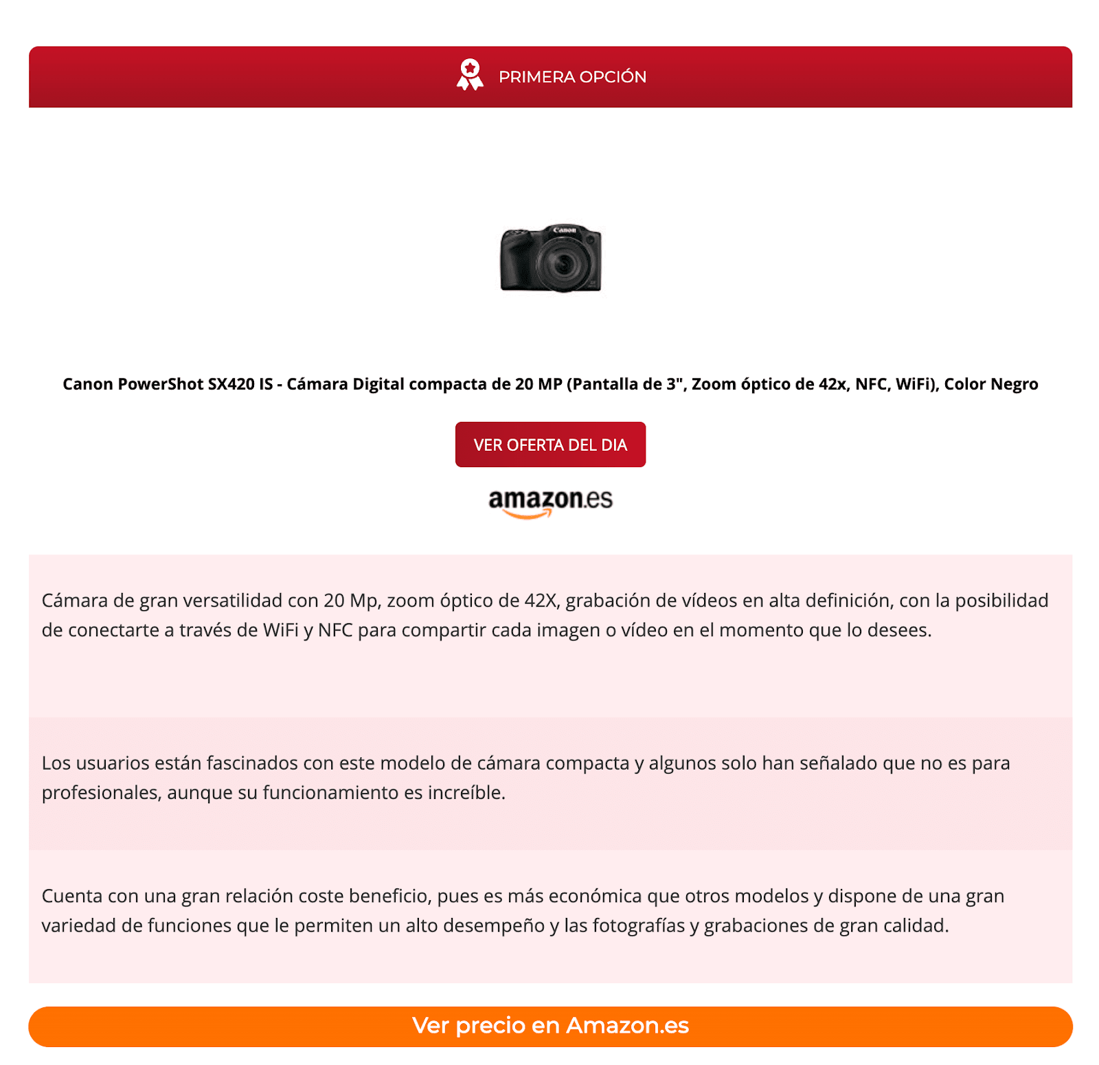 Callout de una reseña con enlace de afiliados.