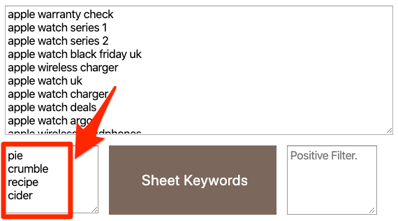 keyword sheeter negative