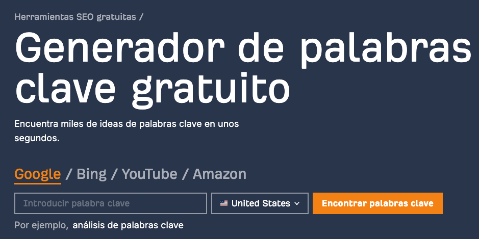 Generador de palabras clave gratuito