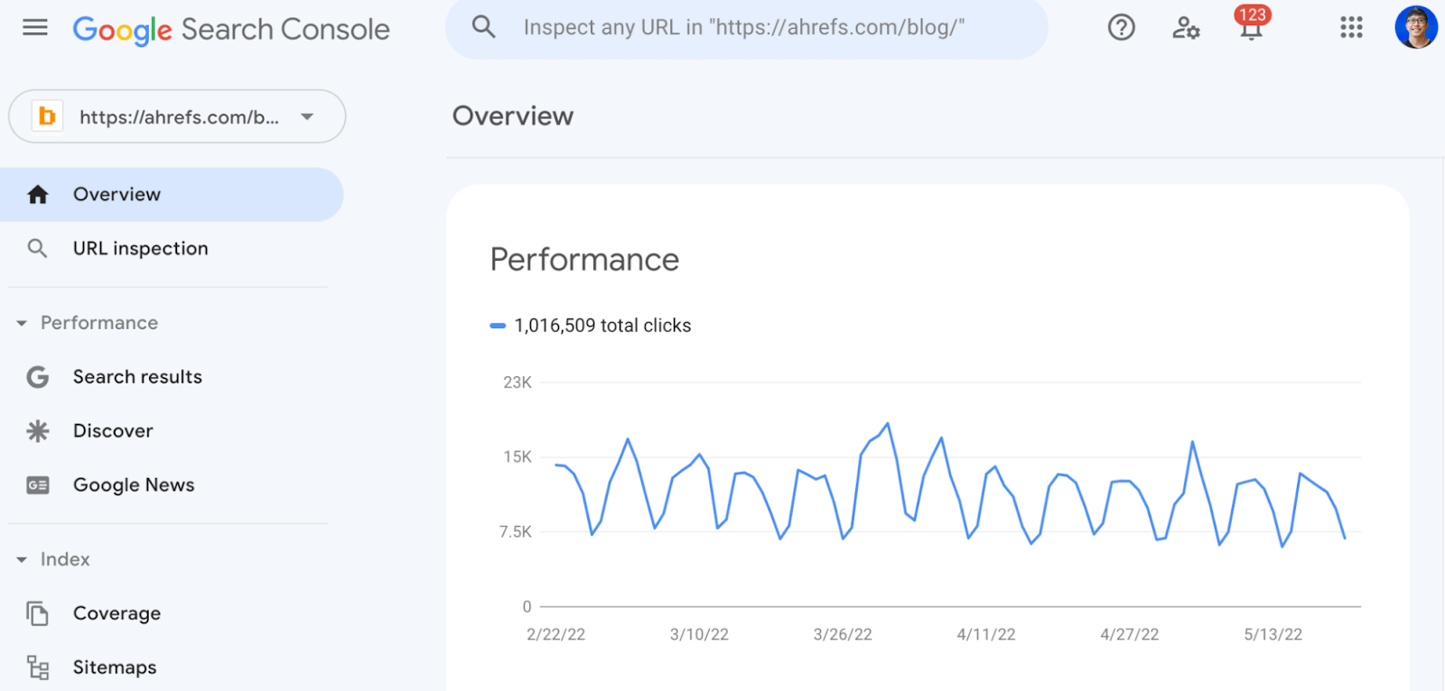 Captura de pantalla de Google Search Console
