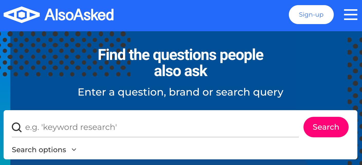 AlsoAsked, captura de pantalla de la herramienta