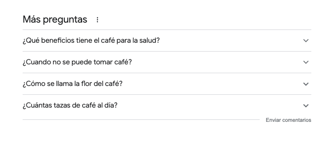 Captura de pantalla de Más Preguntas en Google