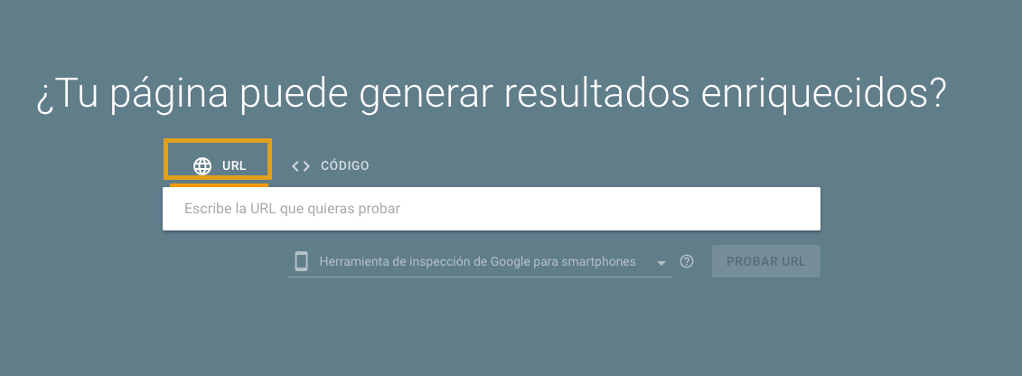 Prueba de resultados enriquecidos de Google, con URL