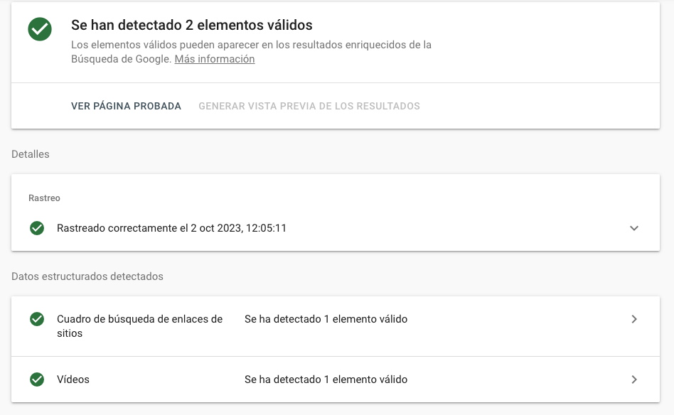 Detección de fragmentos válida, en la prueba de fragmentos enriquecidos de Google