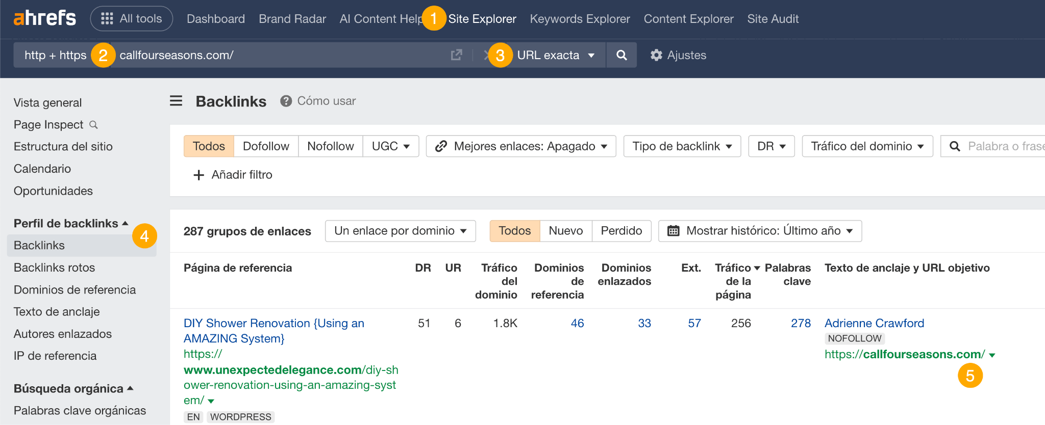Buscar backlinks HARO en Site Explorer de Ahrefs.