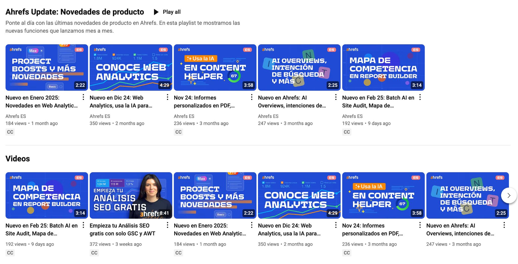 Canal de youtube de Ahrefs. 