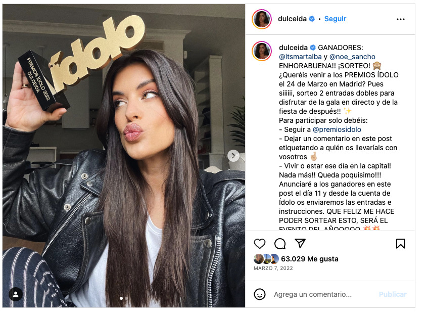 Ejemplo de sorteo con Dulceida