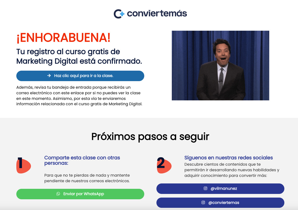 Página con curso de Vilma Núñez