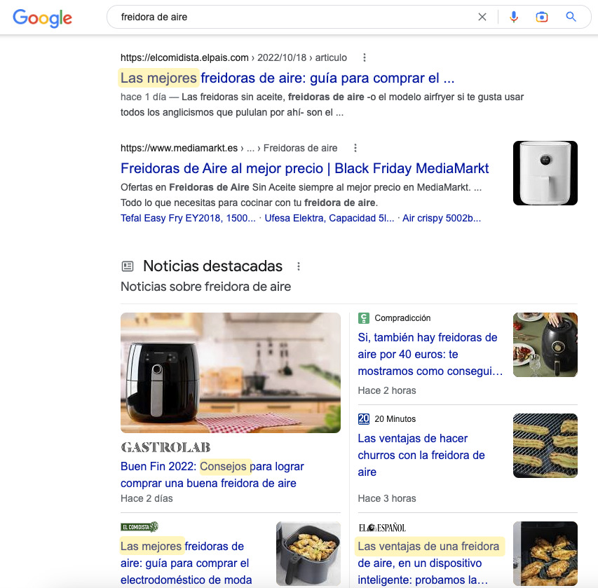 Las personas que buscan "freidora de aire" están en modo investigación, no compra