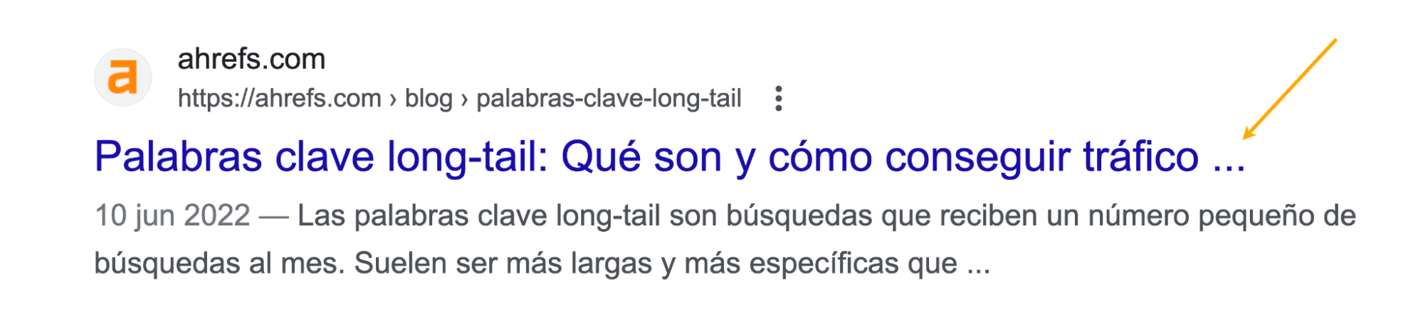 Ejemplo de acortamiento del título SEO.