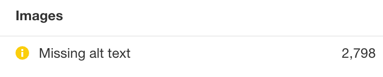 Problema de falta de texto alternativo en Site Audit.