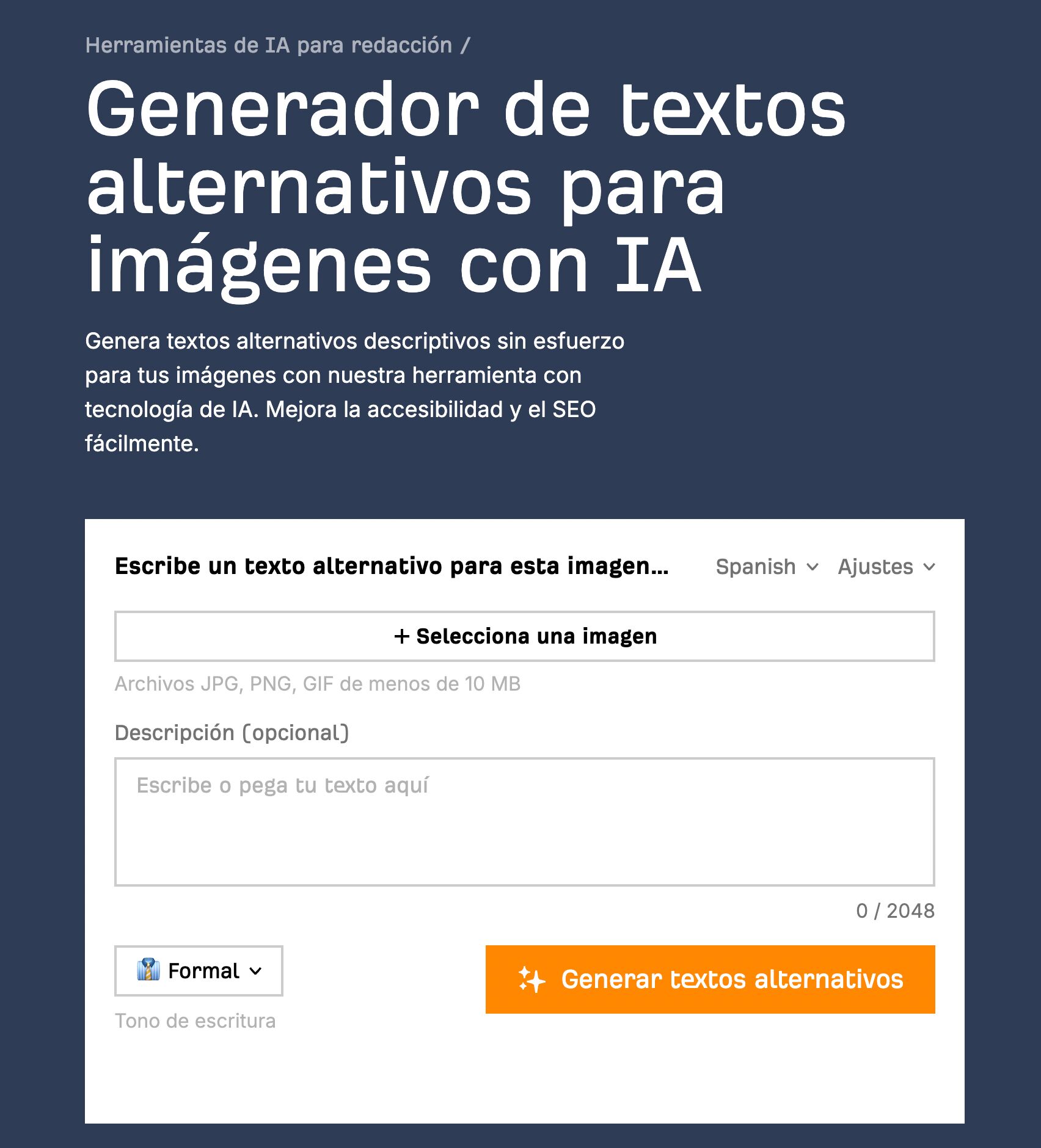 Nuestro generador gratuito de texto alternativo para imágenes AI.