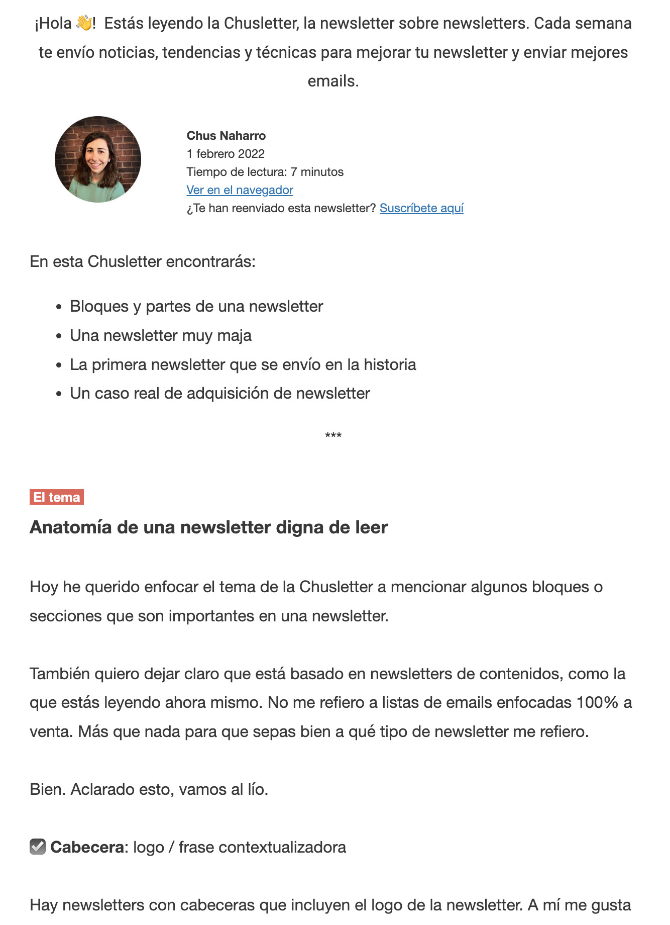 La newsletter de Chus Naharro