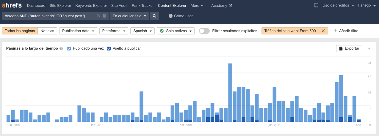 Ejemplo de búsqueda avanzada en Content Explorer