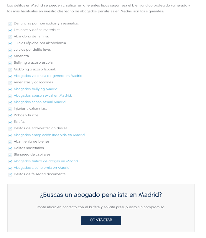 Ejemplo de servicios de derecho penal