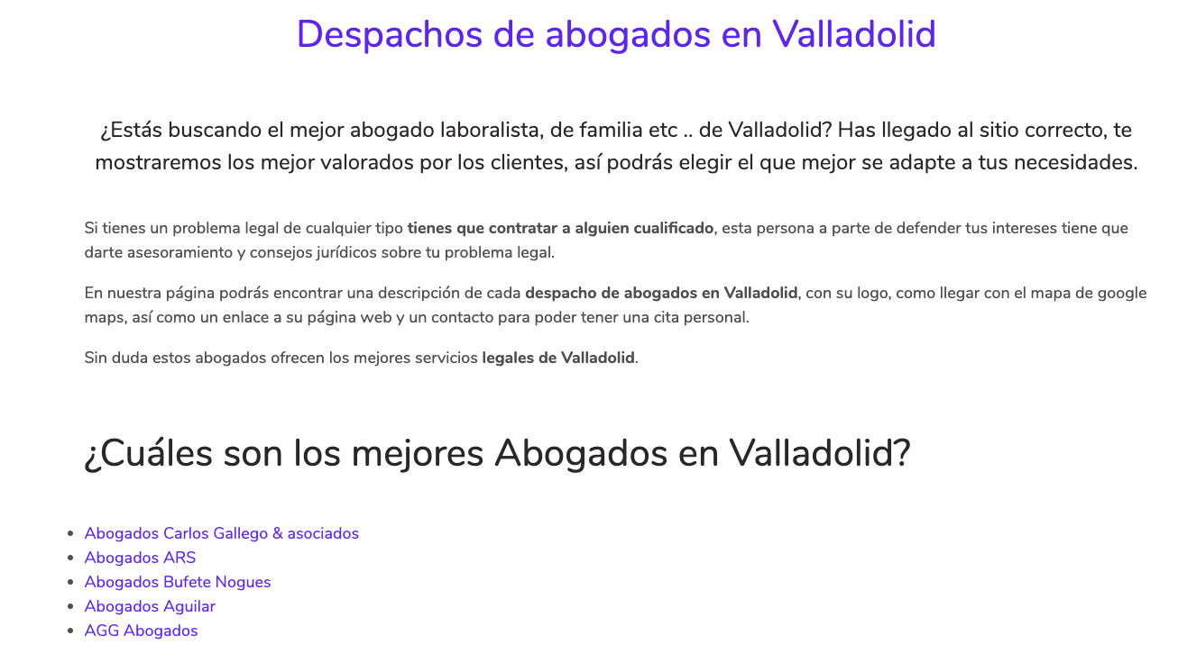 Listado de los mejores abogados en Valladolid en un ranking local