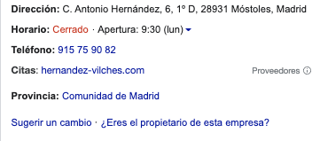 Enlace para reclamar un perfil de empresa